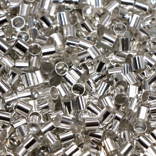 Бусына обжимная медная 2мм, светлое серебро